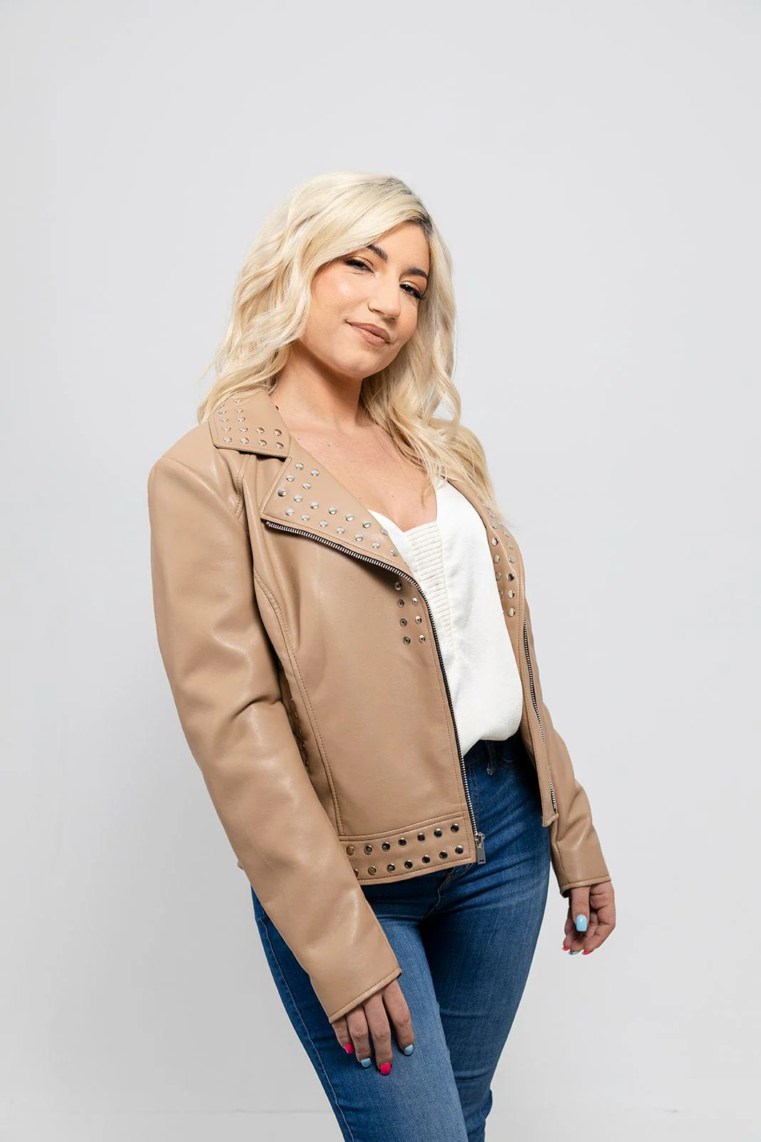 10013-sandy-women-s-vegan-faux-leather-jacket-beige-1.webp Sandy Women's Vegan Faux Leather Jacket (Beige)