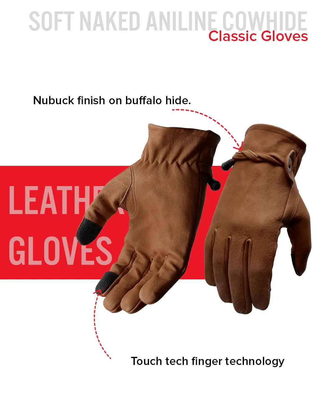 Ranch Men's Motorcycle Leather Gloves
