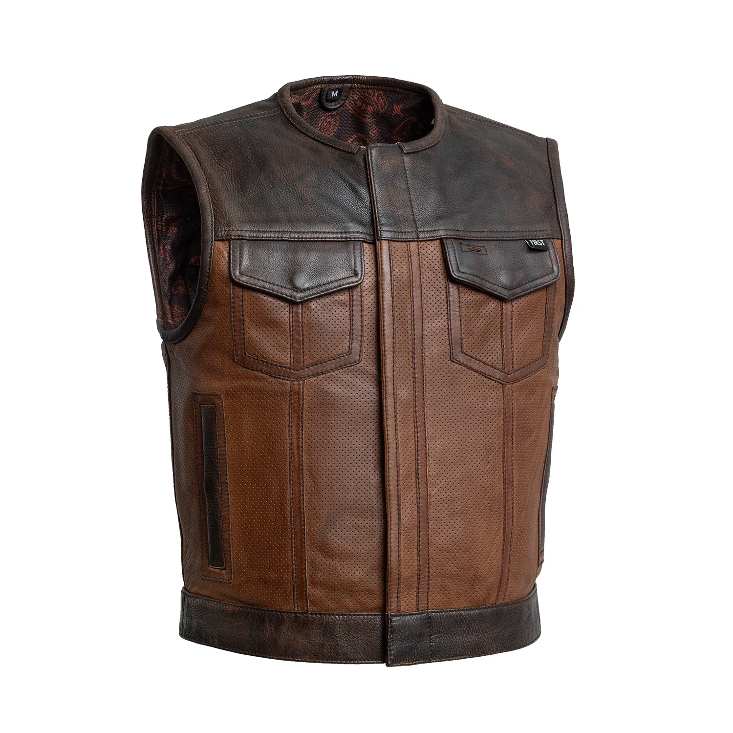 1375-lowside-gunner-men-s-perforated-leather-vest-1.jpg Lowside Gunner Men's Perforated Leather Vest