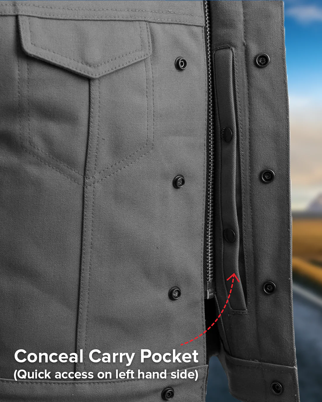 1415-lowside-grey-men-s-motorcycle-canvas-vest-9.webp Lowside Grey Men's Motorcycle Canvas Vest