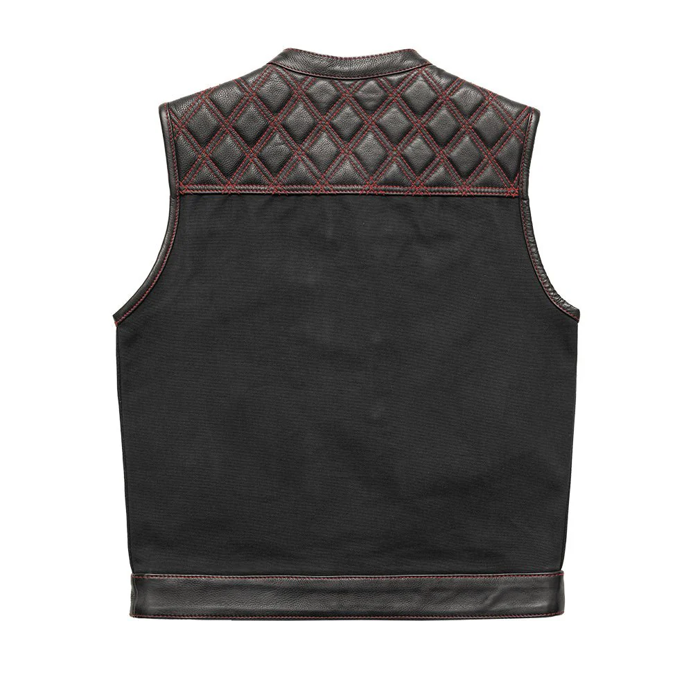 1433-hunt-club-motorcycle-leather-canvas-vest-black-red-2.webp Hunt Club Motorcycle Leather Canvas Vest Black/Red
