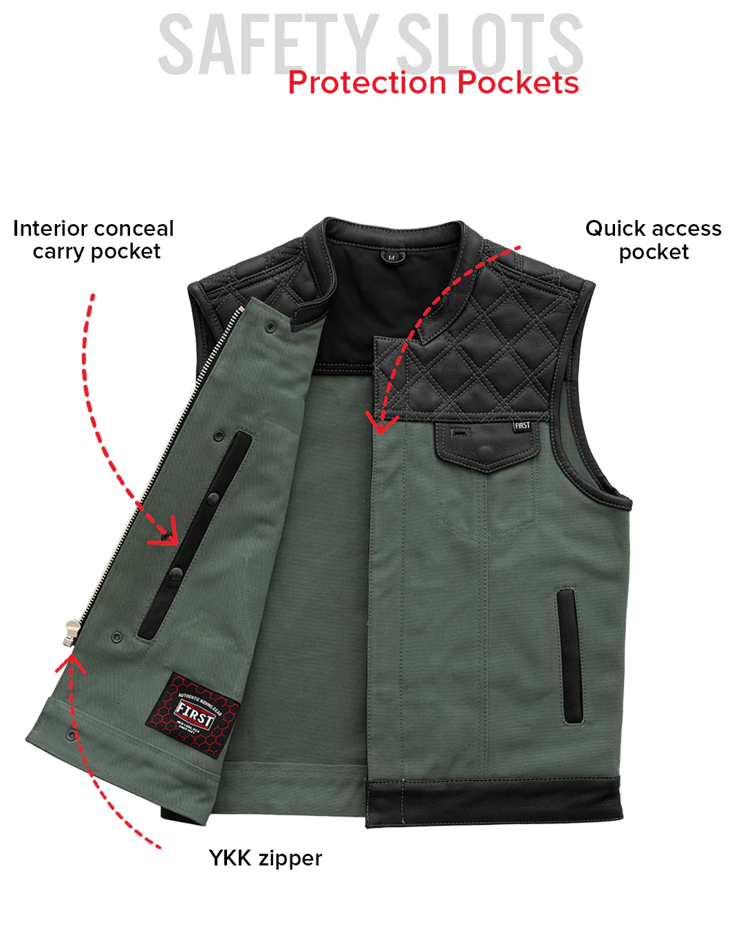 1451-hunt-club-motorcycle-leather-canvas-vest-green-8.webp Hunt Club Motorcycle Leather Canvas Vest Green
