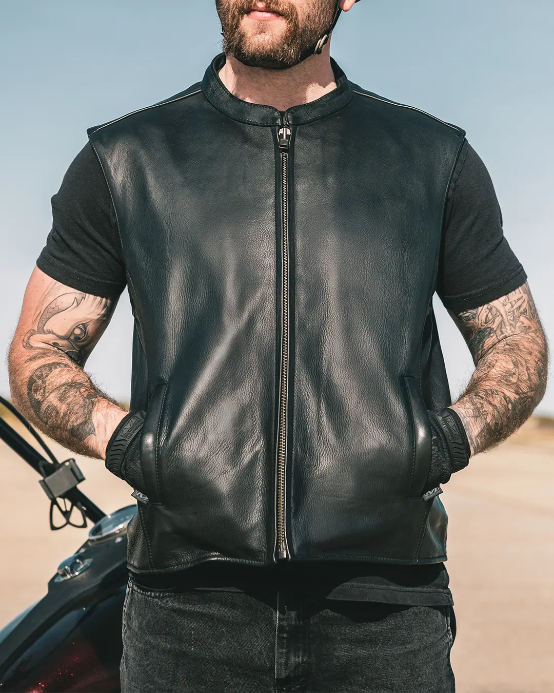 Club House Men's Leather Motorcycle Vest