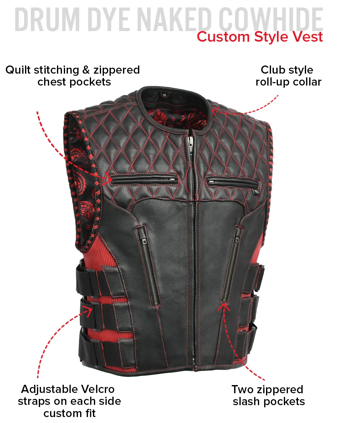 Tactical Emerald Men’s Motorcycle Leather Vest