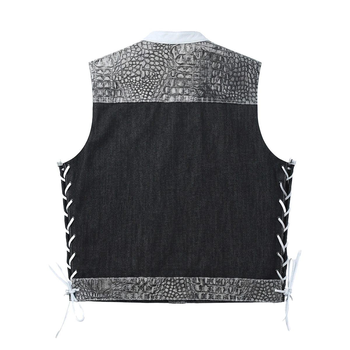 1568-road-cartel-men-s-croc-texture-leather-denim-motorcycle-vest-2.jpg Road Cartel - Men’s Croc Texture Leather/Denim Motorcycle Vest