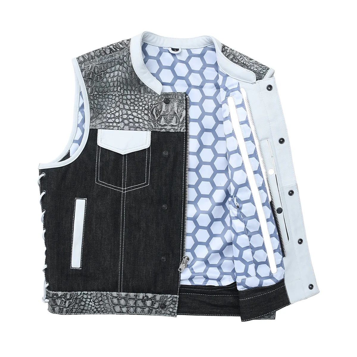 1568-road-cartel-men-s-croc-texture-leather-denim-motorcycle-vest-3.webp Road Cartel - Men’s Croc Texture Leather/Denim Motorcycle Vest
