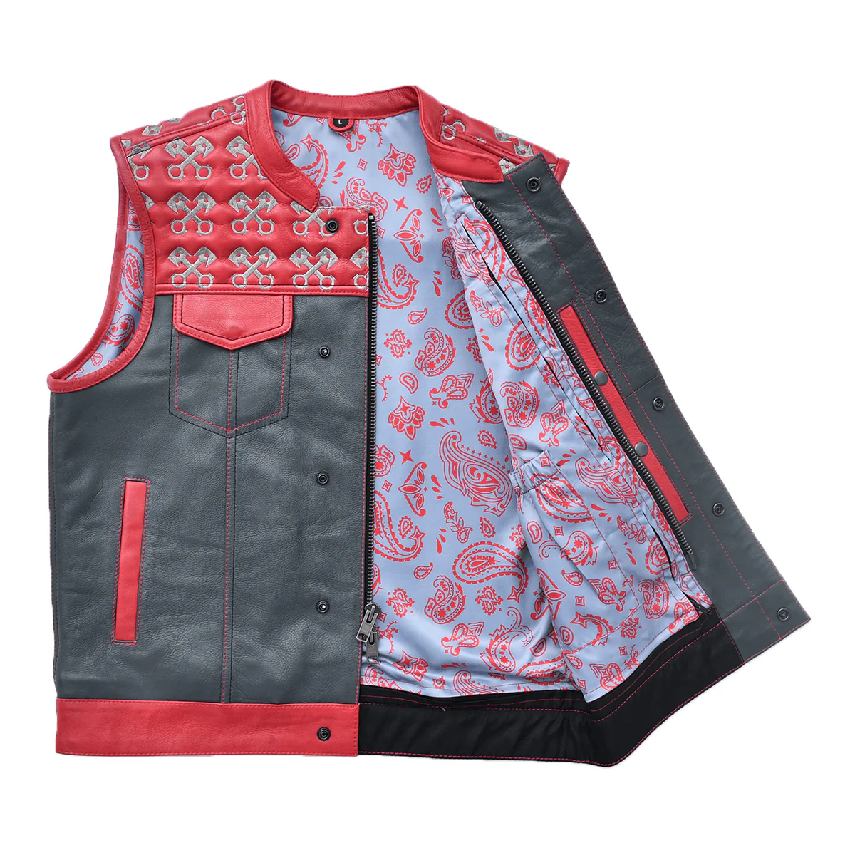 Redtop - Men’s Quilted Leather Motorcycle Vest