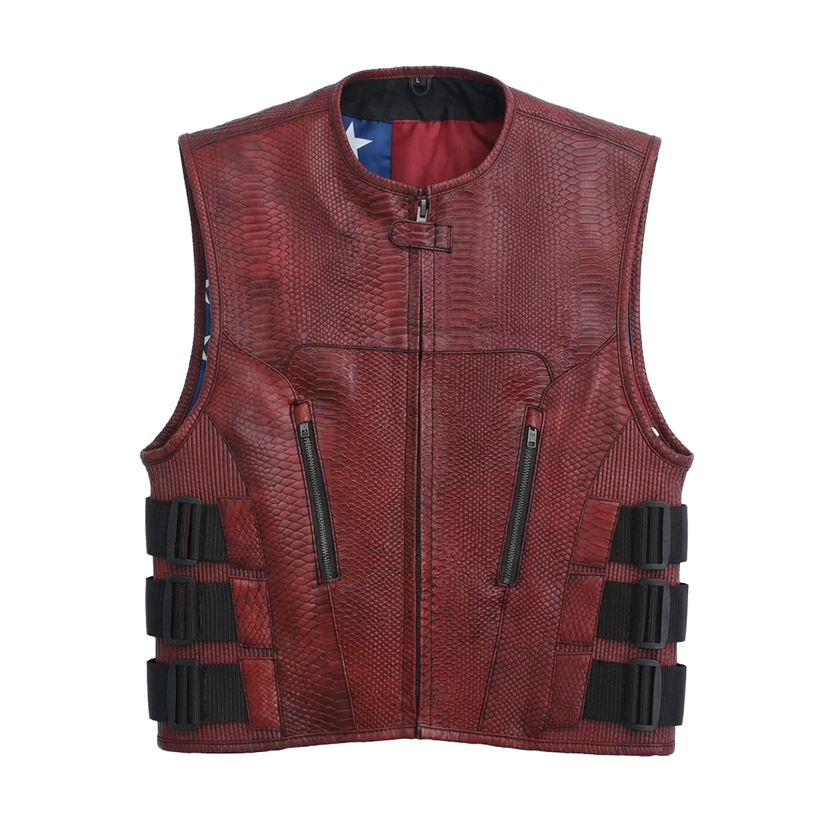 Bloodline - Men’s Red Dragon Leather Motorcycle Vest