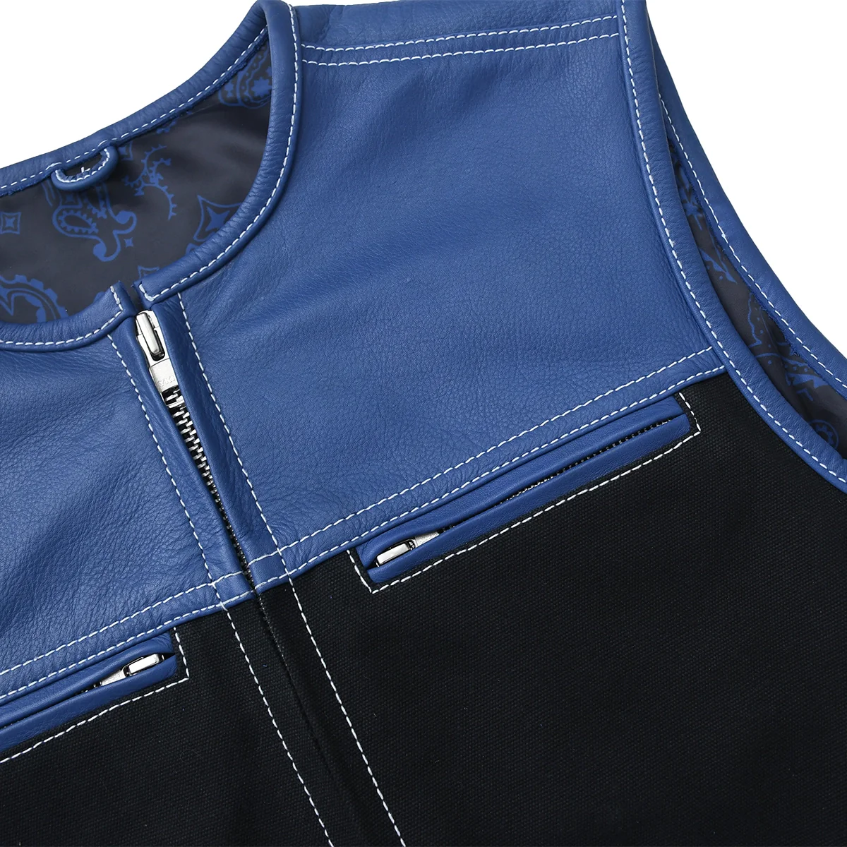 1622-ironclad-men-s-blue-black-leather-canvas-motorcycle-vest-5.webp Ironclad - Men’s Blue&Black Leather/Canvas Motorcycle Vest