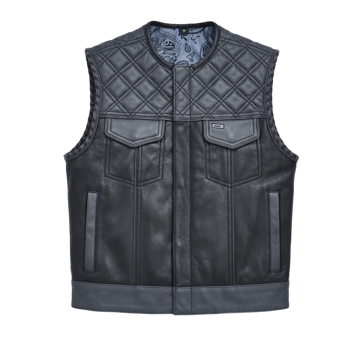 Road Hawk - Men’s Quilted Leather Motorcycle Vest