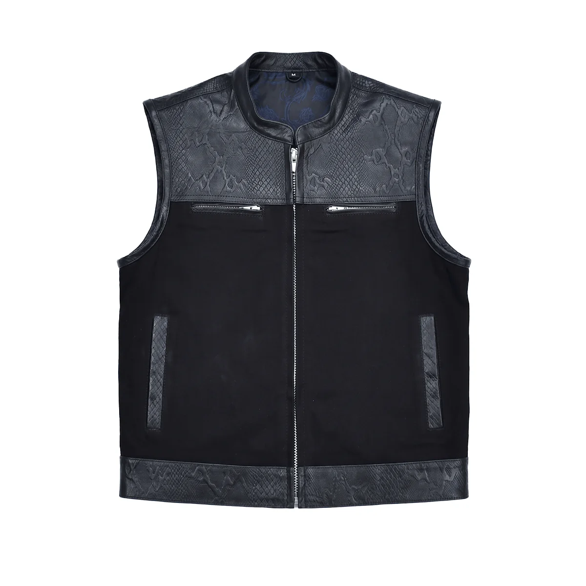 Road Rebel - Men’s Embossed Snake Pattern Motorcycle Vest