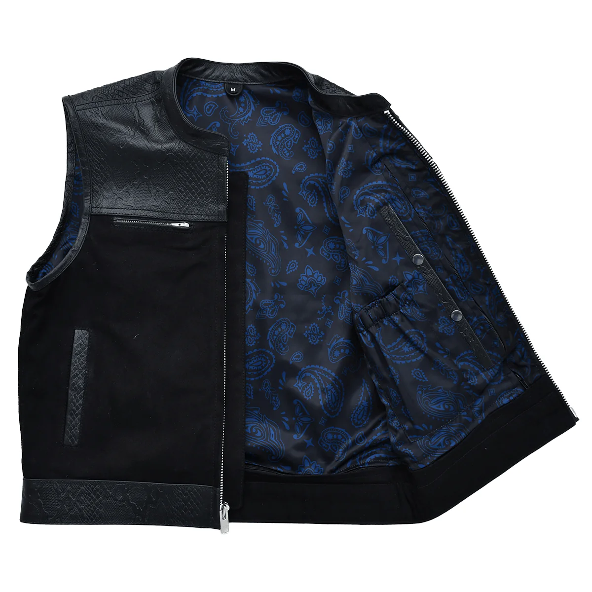 Road Rebel - Men’s Embossed Snake Pattern Motorcycle Vest