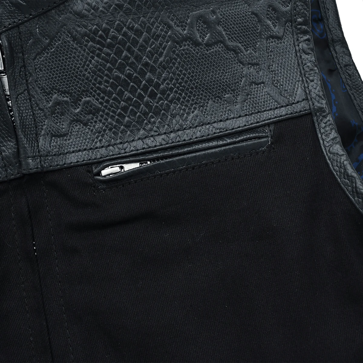 Road Rebel - Men’s Embossed Snake Pattern Motorcycle Vest