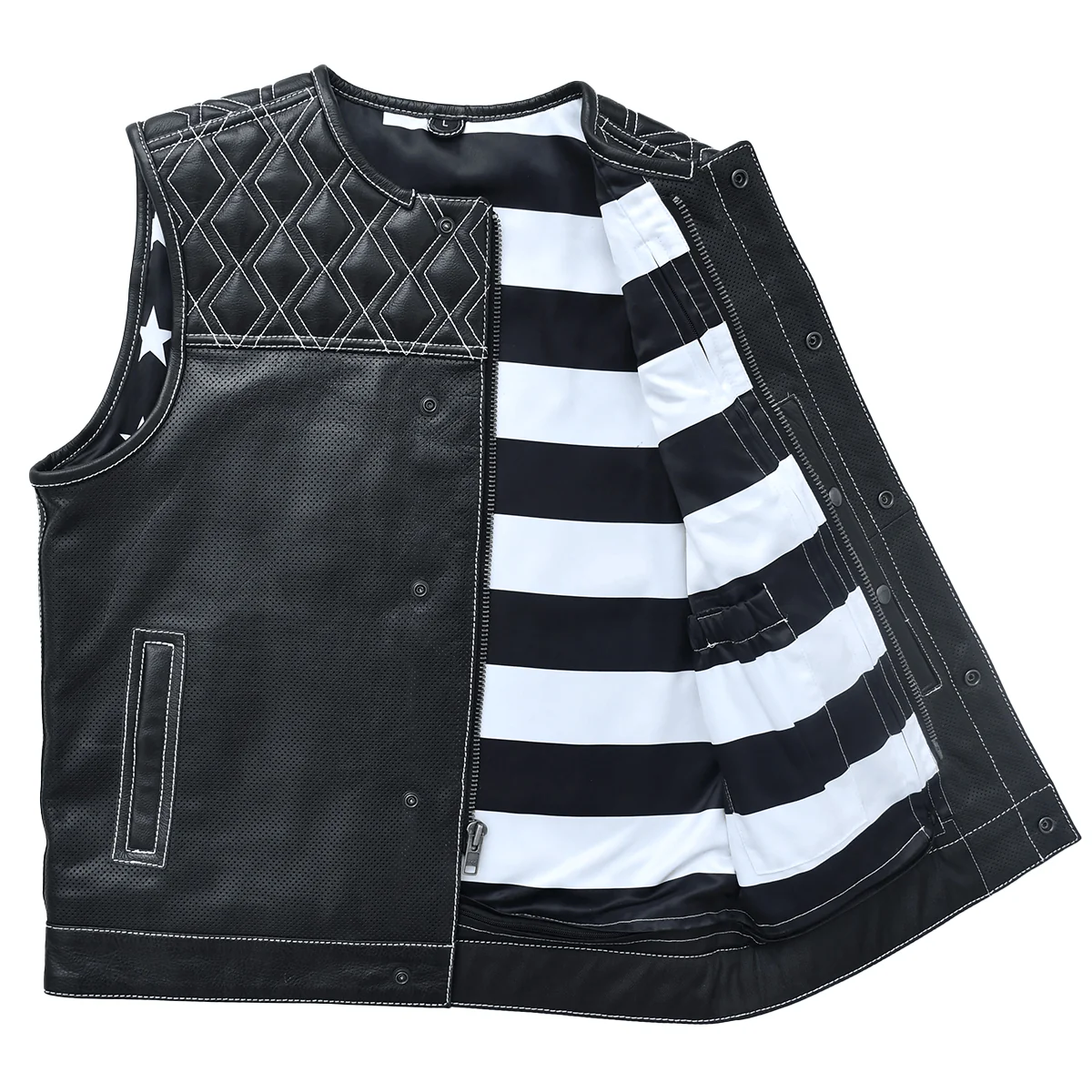 Roadrage - Men's Perforated Leather Motorcycle Vest