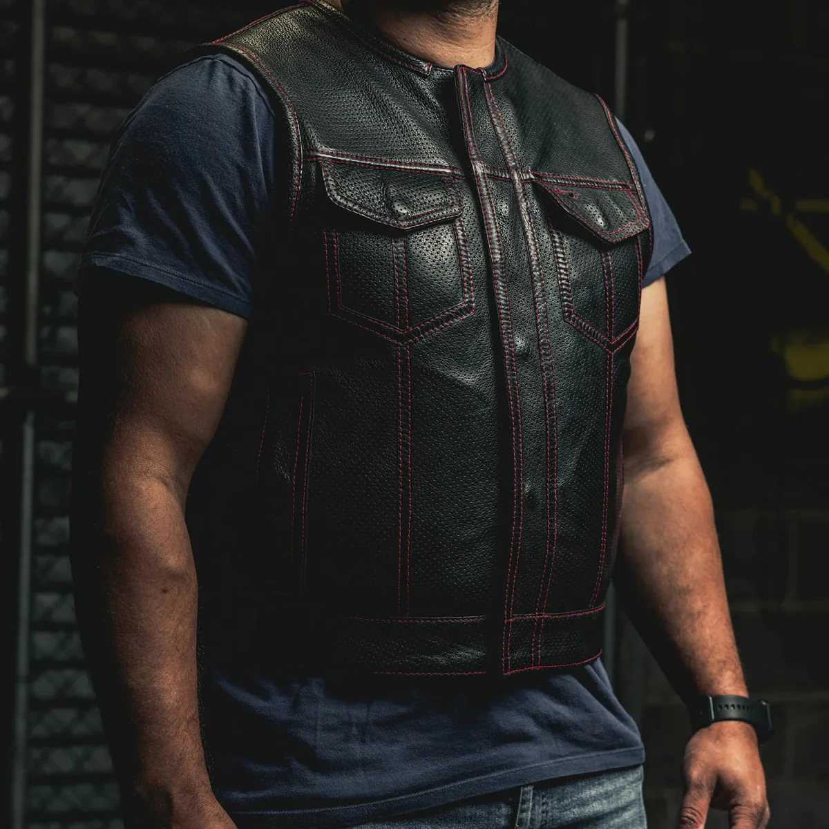 1685-lowside-men-s-perforated-motorcycle-leather-vest-16.webp Lowside Men's Perforated Motorcycle Leather Vest