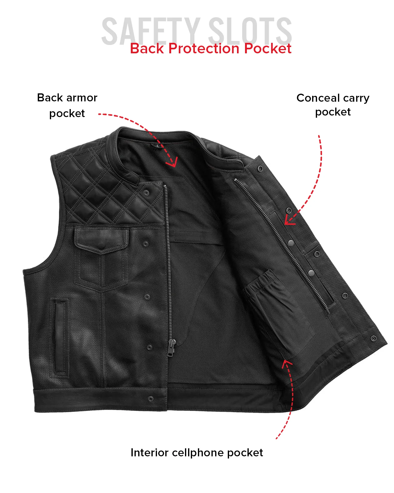 Upside Perforated Men's Club Style Leather Vest