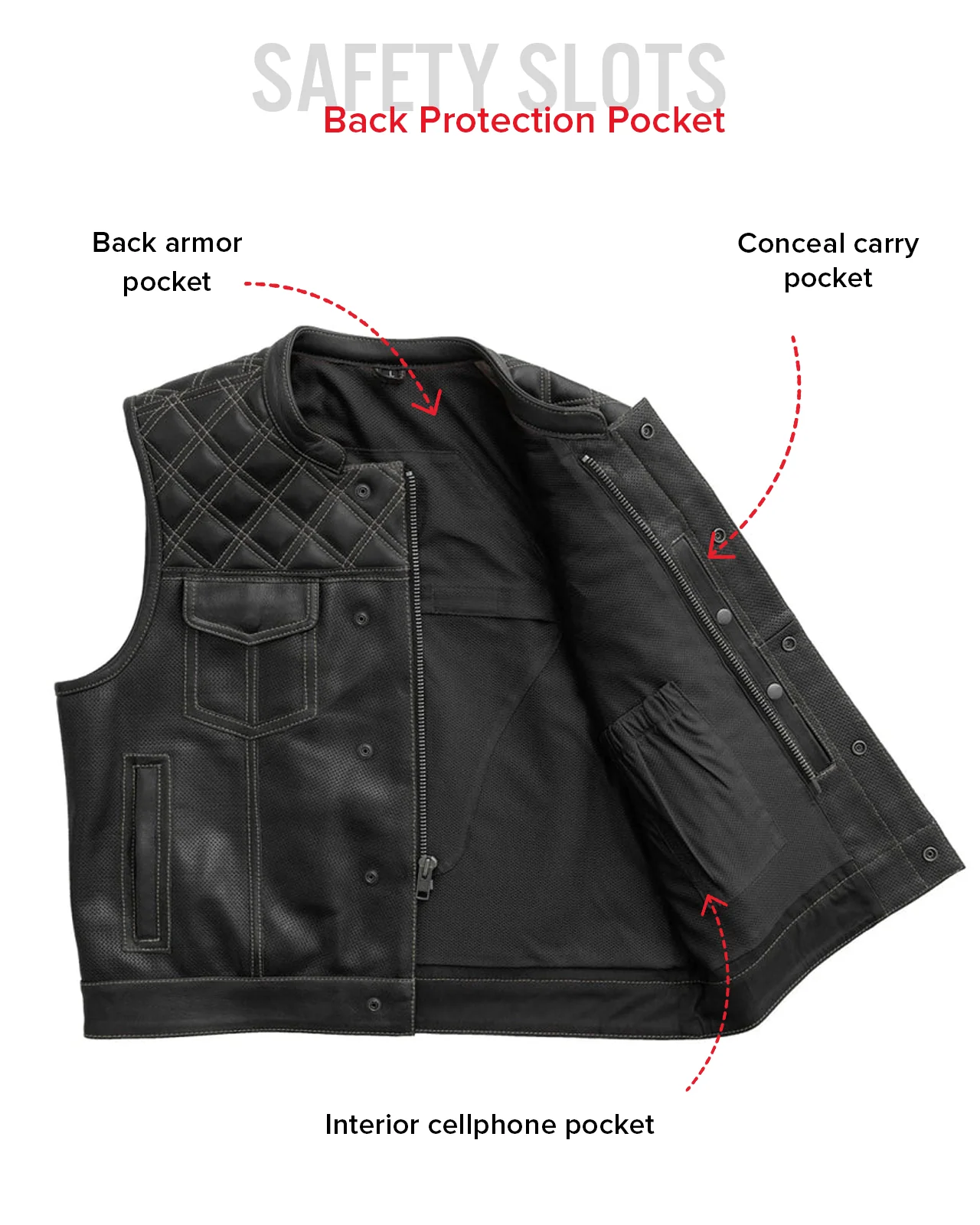 Upside Perforated Men's Club Style Leather Vest