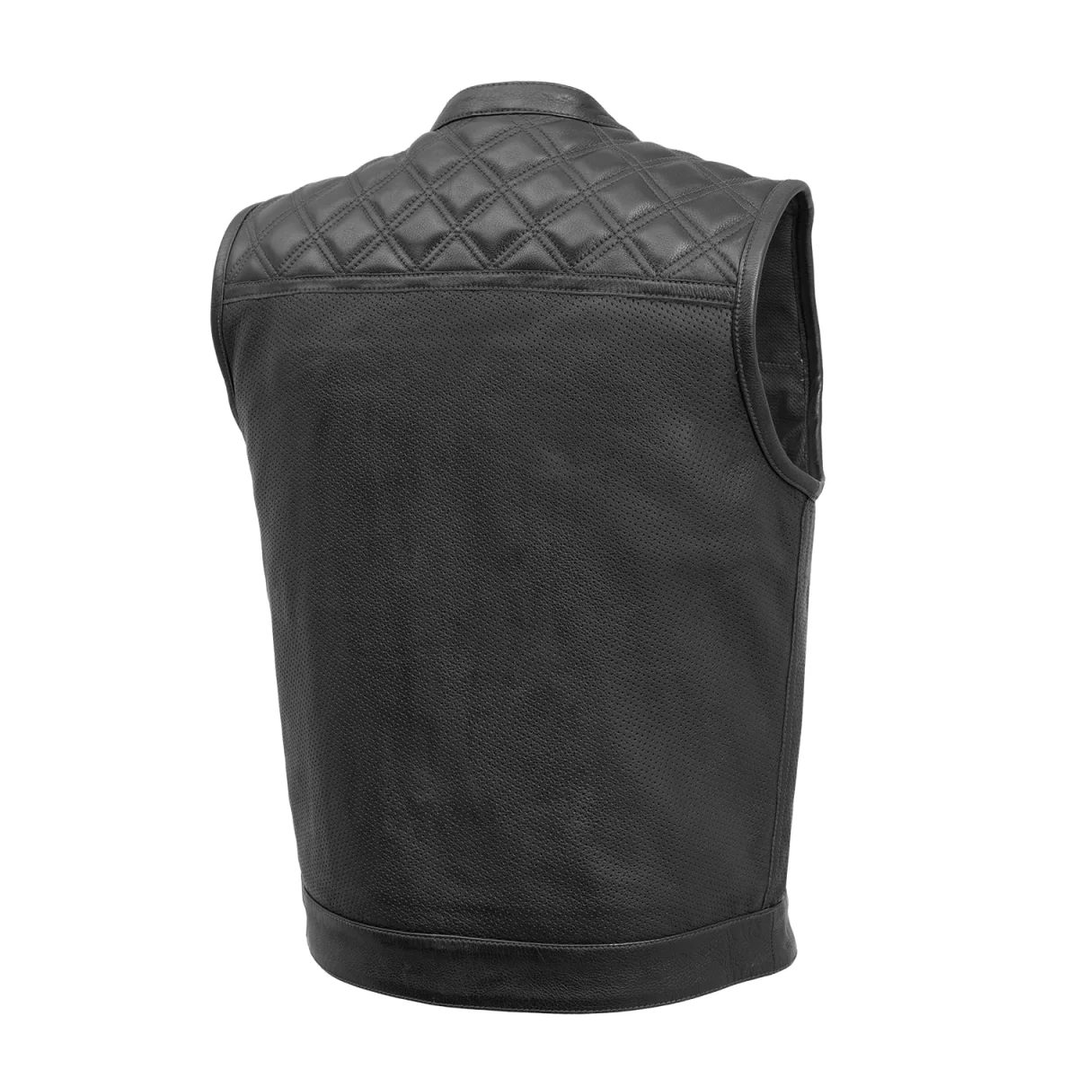 1849-downside-perforated-men-s-motorcycle-leather-vest-2.webp Downside Perforated Men's Motorcycle Leather Vest