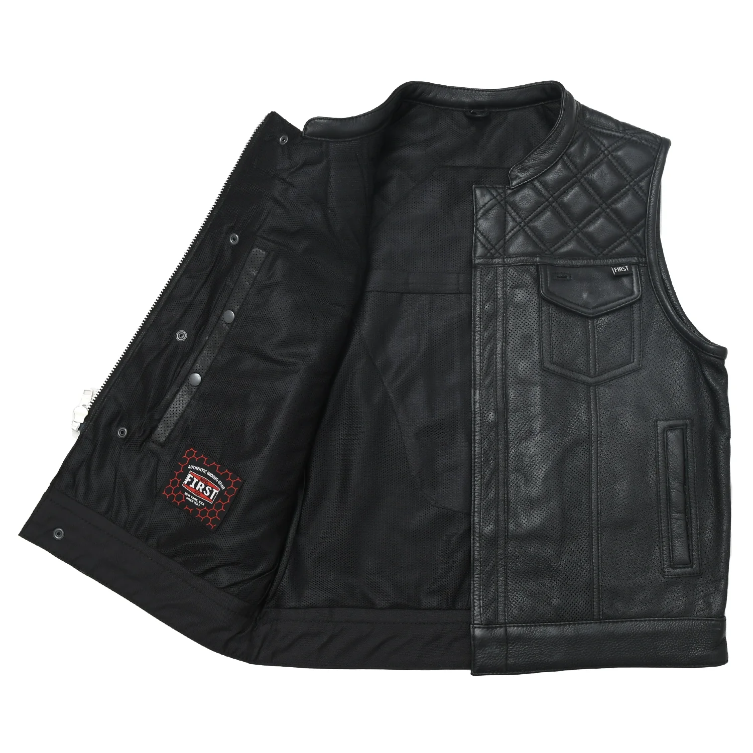 1849-downside-perforated-men-s-motorcycle-leather-vest-3.webp Downside Perforated Men's Motorcycle Leather Vest