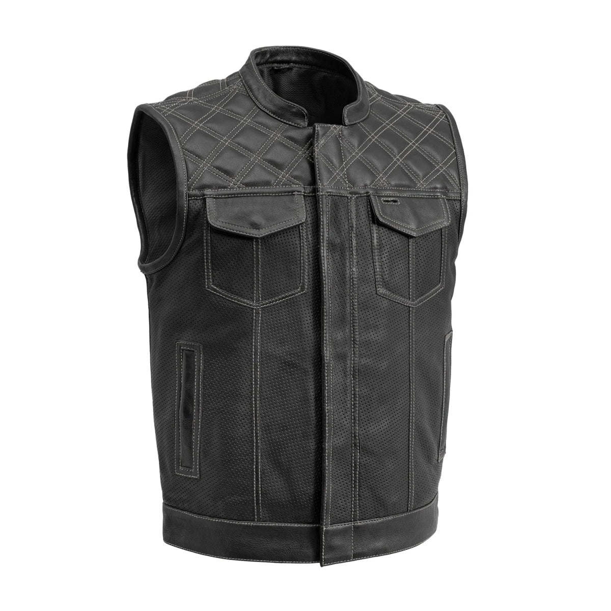 1849-downside-perforated-men-s-motorcycle-leather-vest-5.jpg Downside Perforated Men's Motorcycle Leather Vest