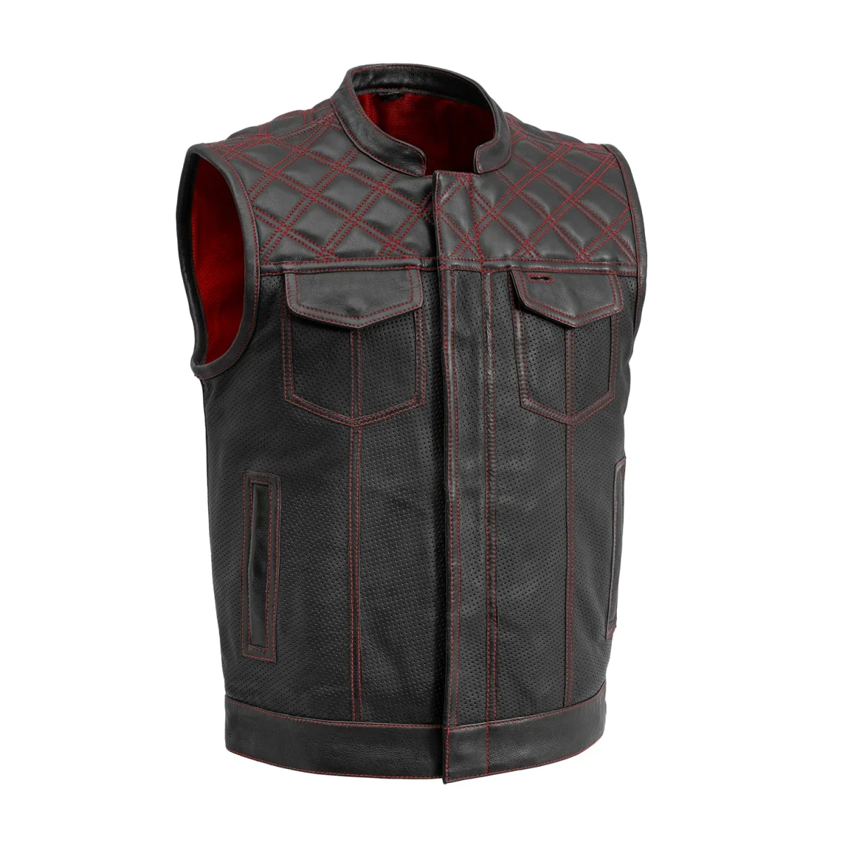 1849-downside-perforated-men-s-motorcycle-leather-vest-8.webp Downside Perforated Men's Motorcycle Leather Vest