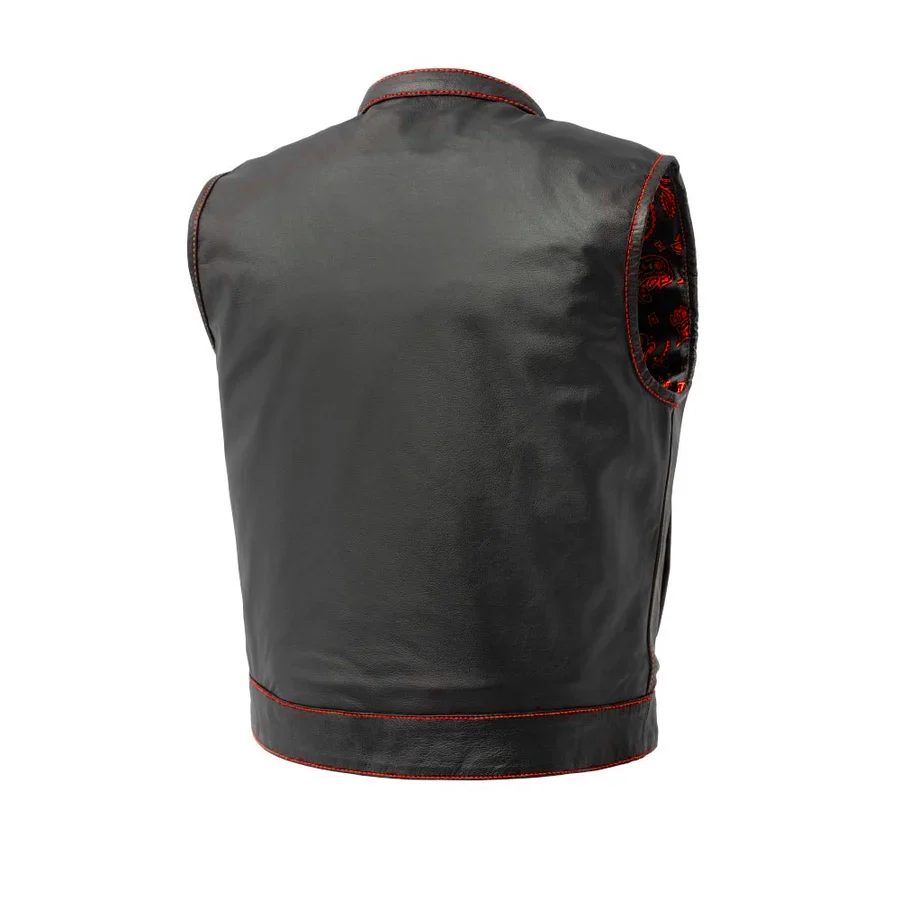 The Club Cut Men's Motorcycle Leather Vest, Multiple Color Options