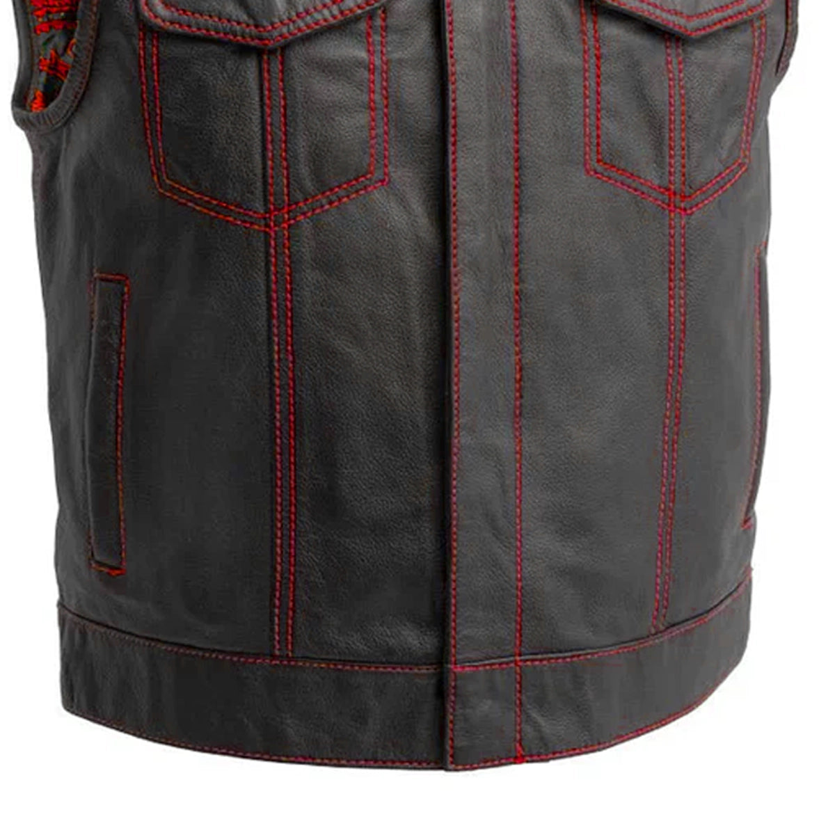 The Club Cut Men's Motorcycle Leather Vest, Multiple Color Options