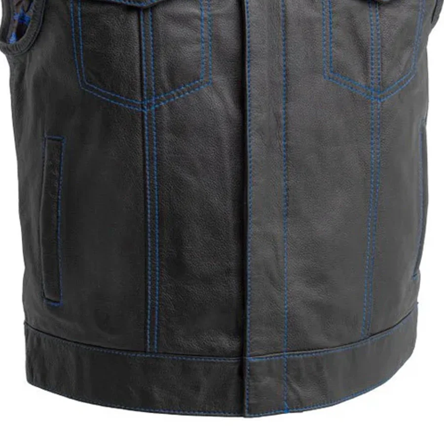 The Club Cut Men's Motorcycle Leather Vest, Multiple Color Options
