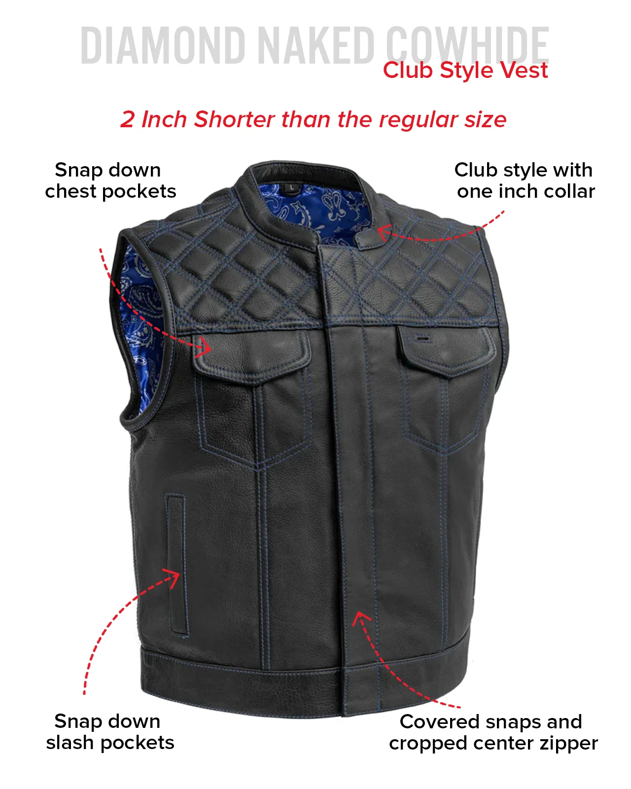 Upside Men's Club Style Leather Vest