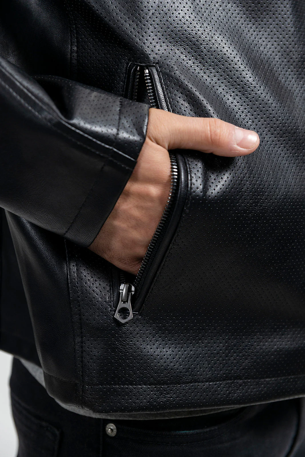 Oliver Men's Vegan Faux/Perforated Leather Jacket