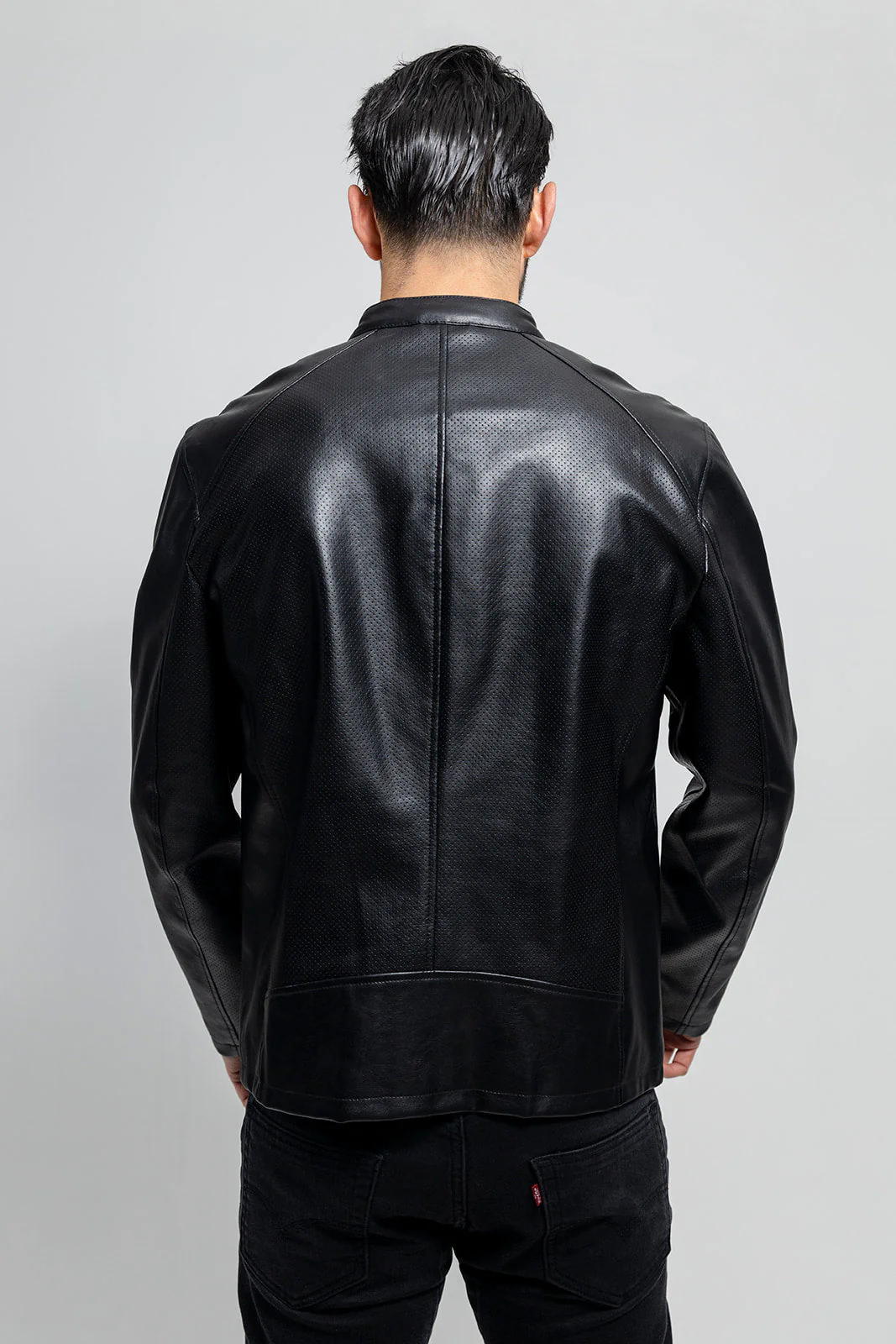 Oliver Men's Vegan Faux/Perforated Leather Jacket