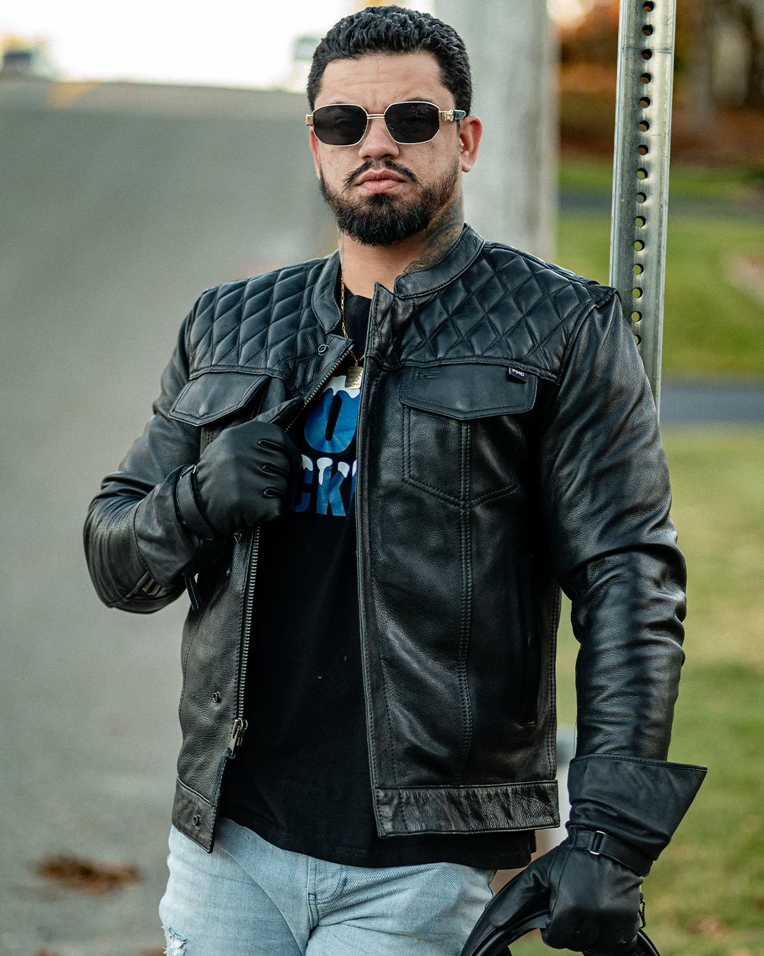 Cinder Men's Cafe Style Leather Jacket