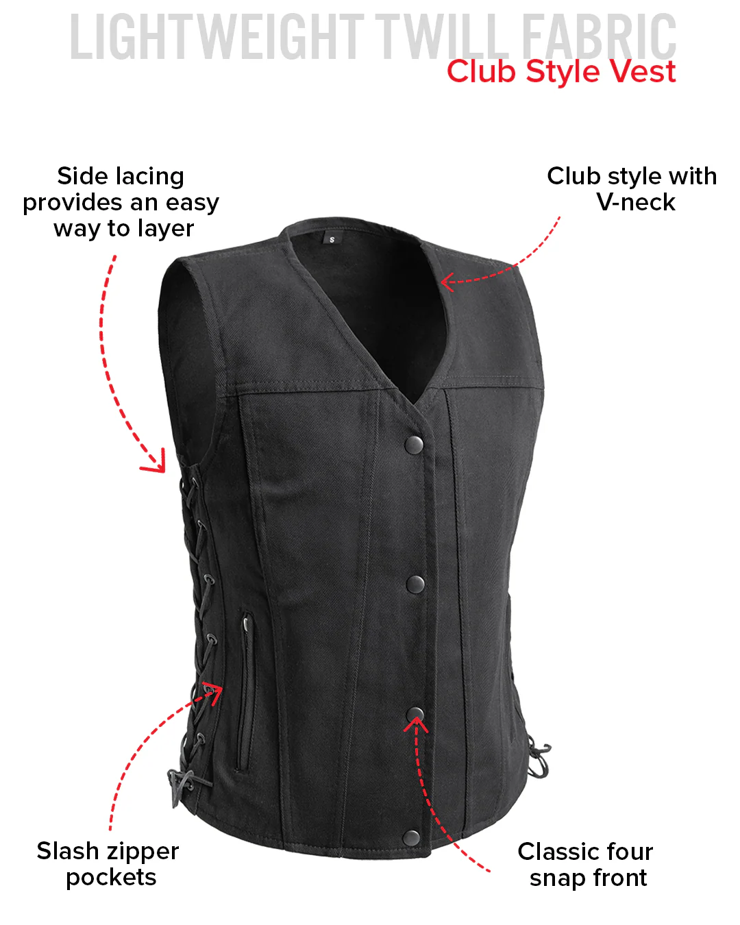Tiff Women's Motorcycle Twill Vest