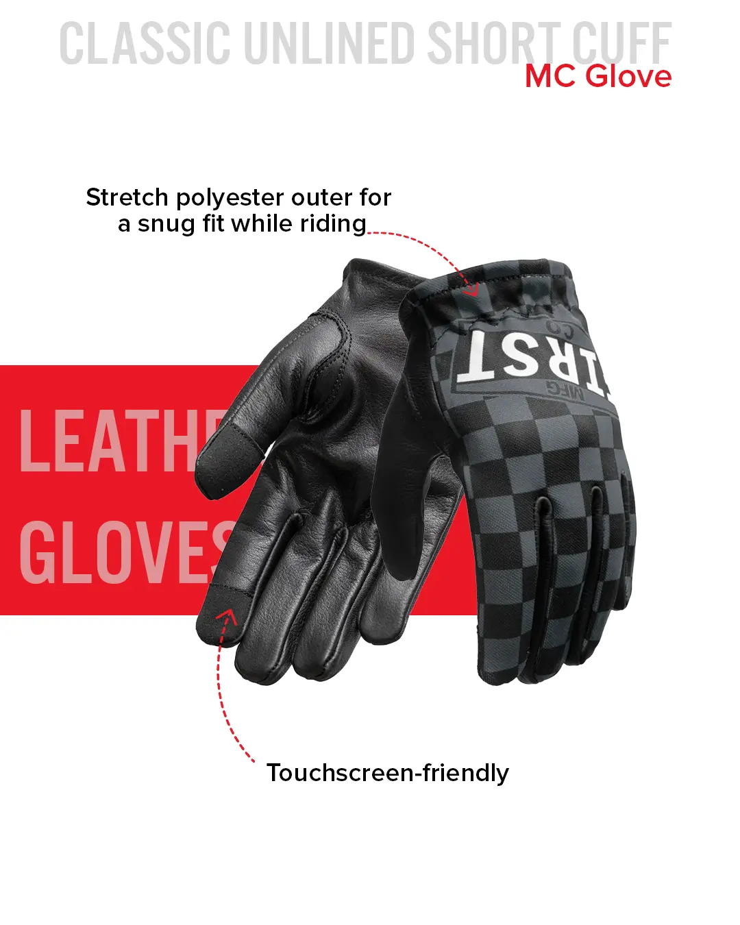Clutch Men's Motorcycle Leather Gloves