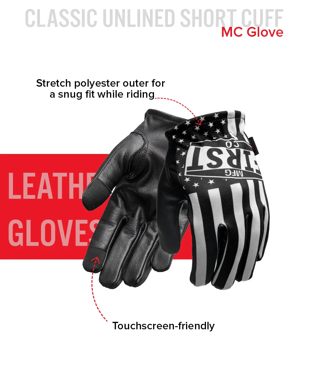Clutch Men's Motorcycle Leather Gloves