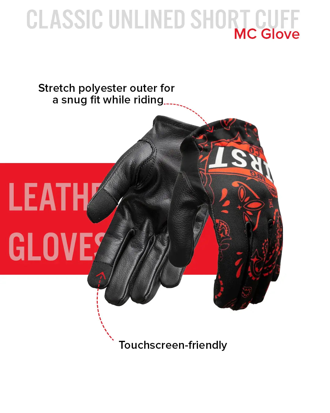 Clutch Men's Motorcycle Leather Gloves