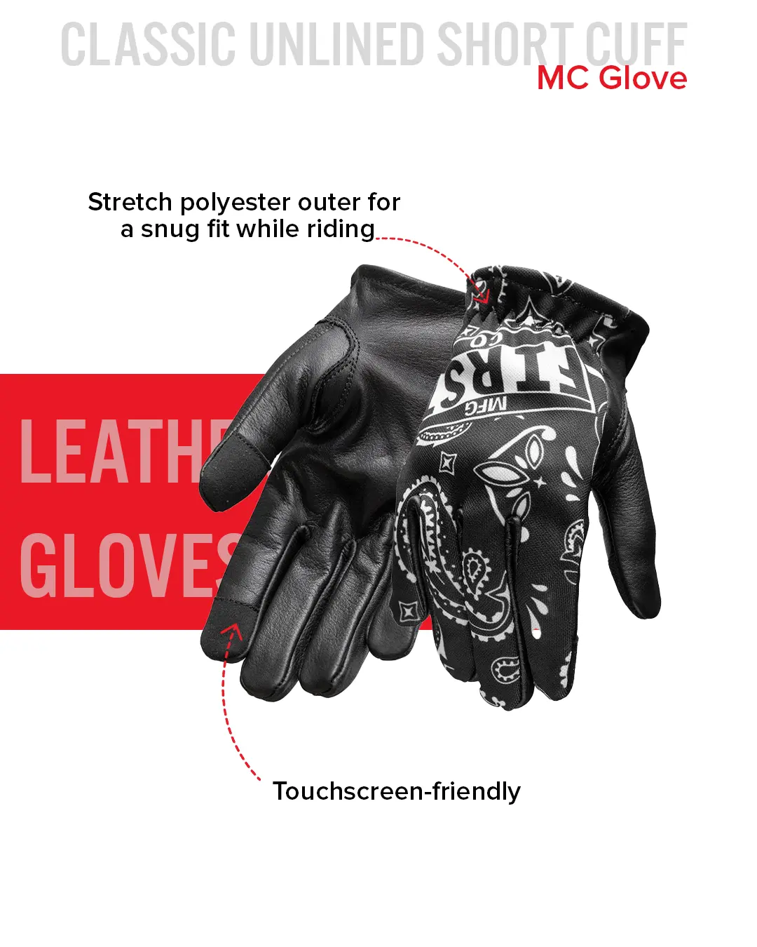 Clutch Men's Motorcycle Leather Gloves