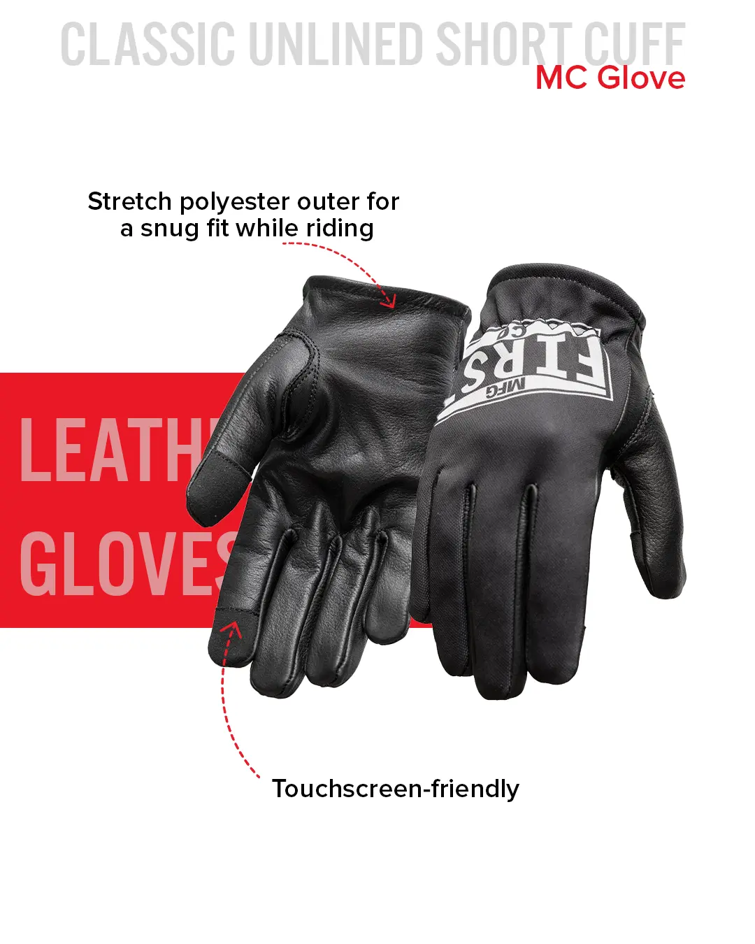 Clutch Men's Motorcycle Leather Gloves