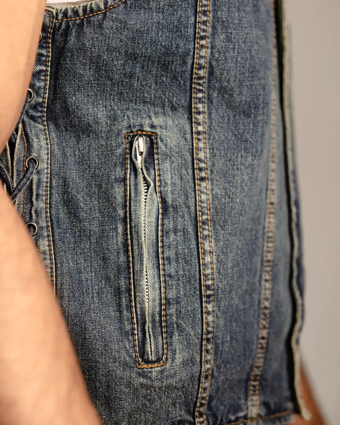 Gambler Men's Motorcycle Denim Vest