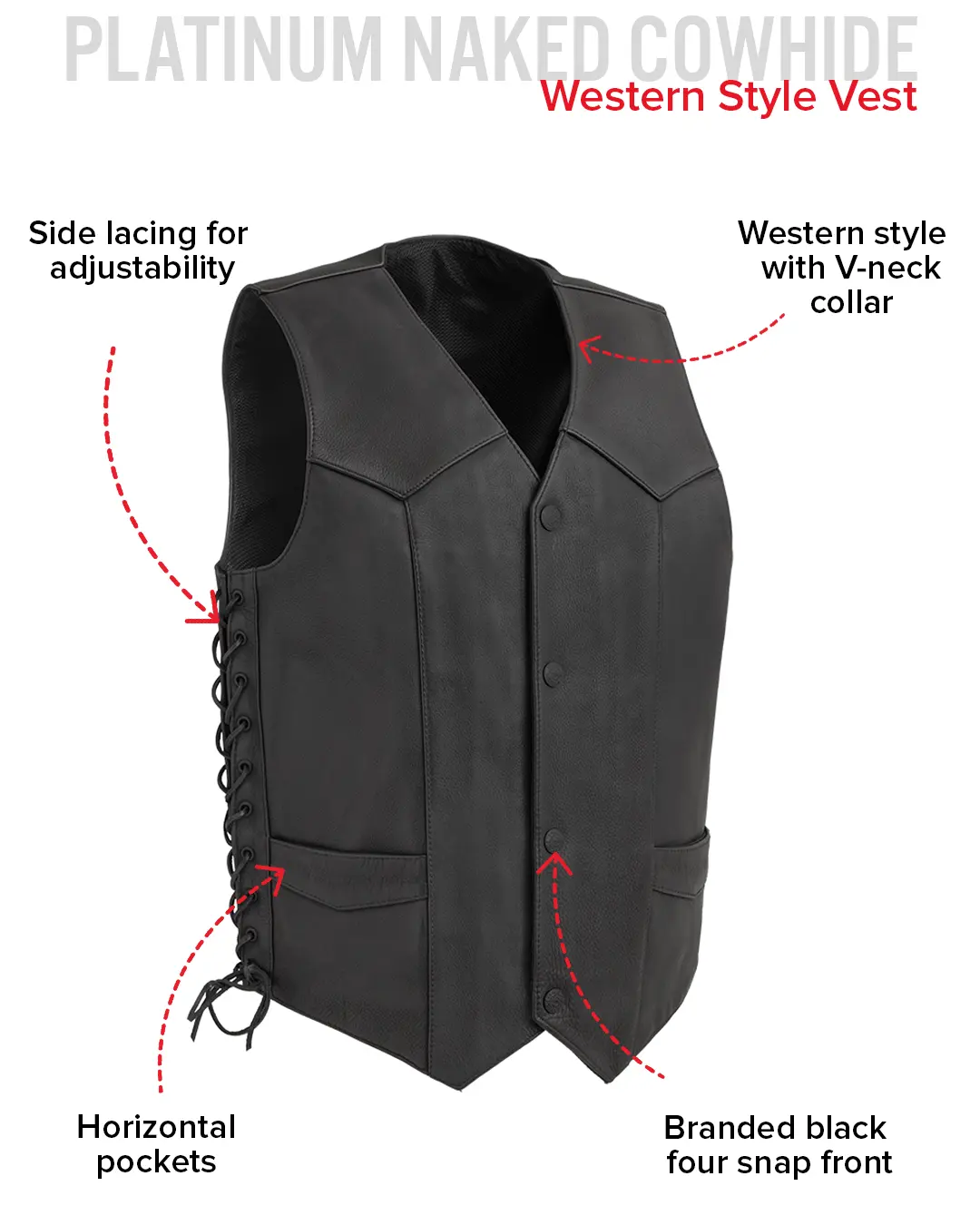 Deadwood Men's Motorcycle Western Style Leather Vest