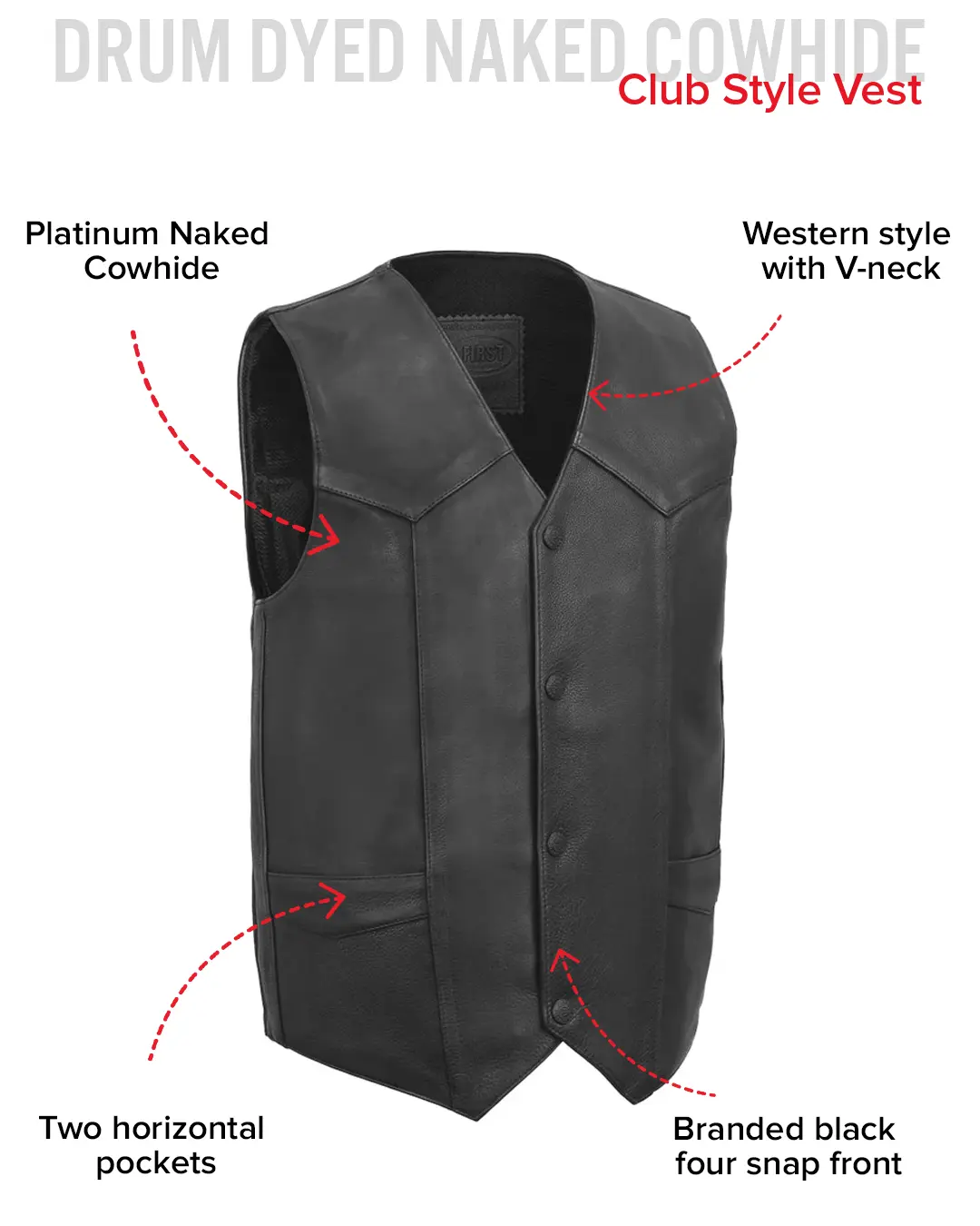 Tombstone Men's Motorcycle Western Style Leather Vest