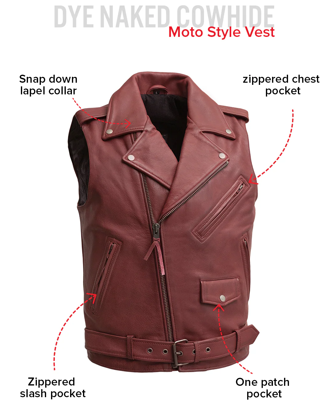 Roller - Men's Motorcycle Leather Vest