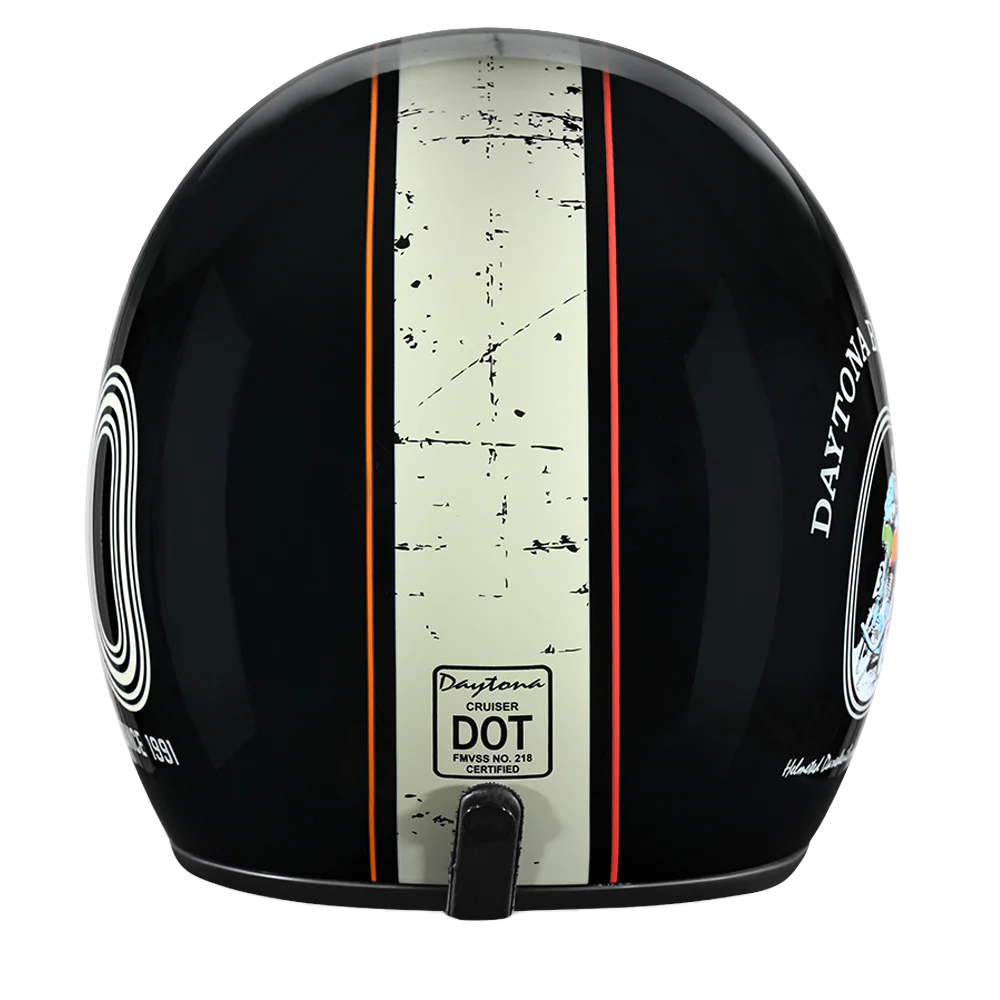 DOT Approved Daytona Cruiser Open Face Motorcycle Helmet - Men, Women & Youth - With Visor & Graphics - W/ Daytona 30th