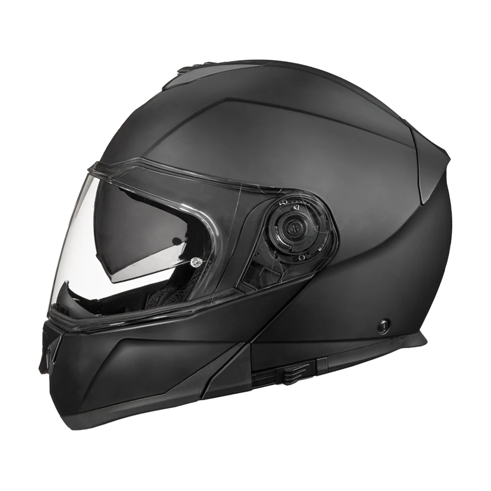 Daytona Glide Modular Motorcycle Helmet - DOT Approved, Bluetooth Ready, Dual Visor, Men/Women/Youth - Dull Black