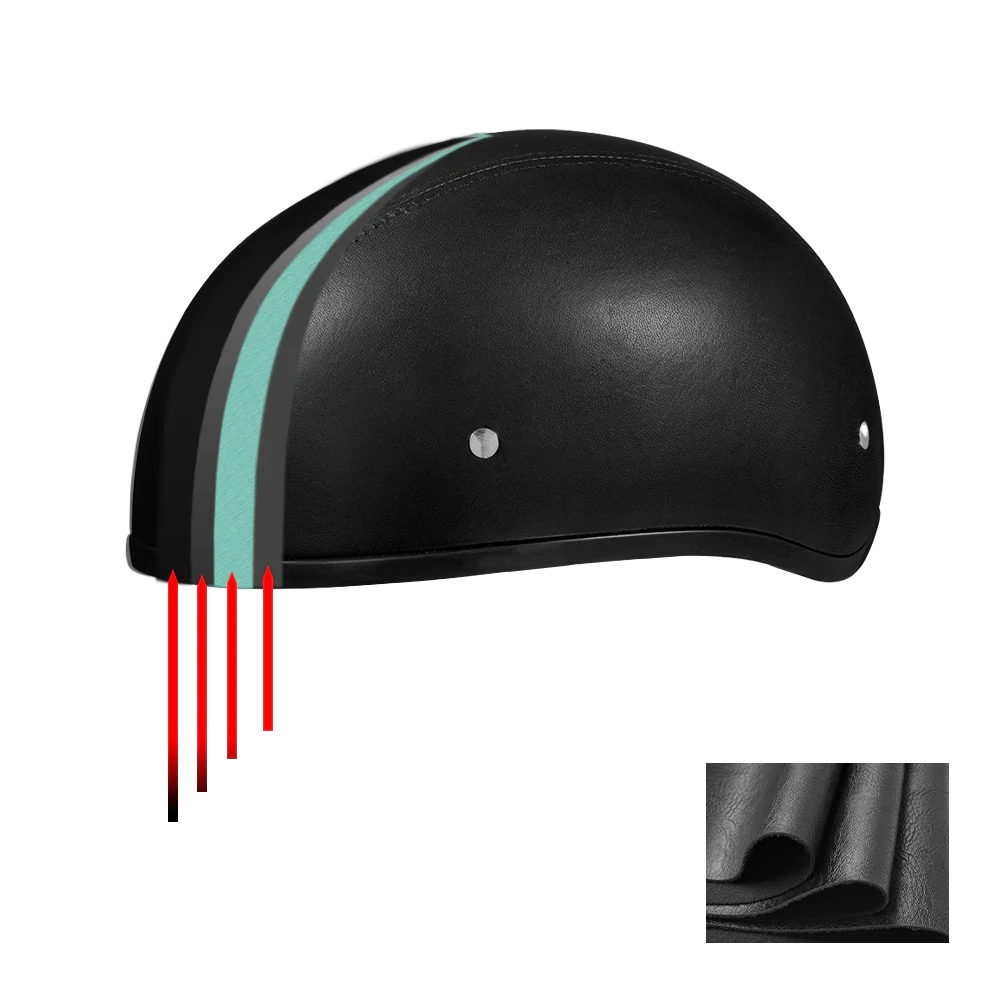 D.O.T. Daytona Skull Cap W/O Visor- Leather Covered