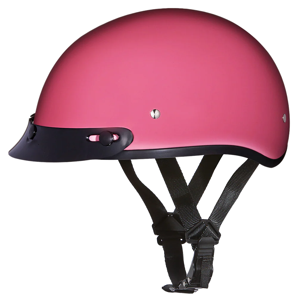 DOT Approved Daytona Skull Cap Half Shell Motorcycle Helmet - Beanie Style for Motorcycles, Cruisers, Scooters, and Mopeds - Hi-Gloss Pink