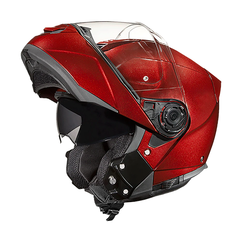 Daytona Glide Modular Motorcycle Helmet - DOT Approved, Bluetooth Ready, Dual Visor, Men/Women/Youth - Black Cherry