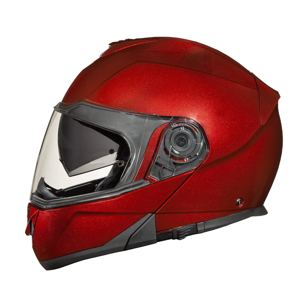 Daytona Glide Modular Motorcycle Helmet - DOT Approved, Bluetooth Ready, Dual Visor, Men/Women/Youth - Black Cherry