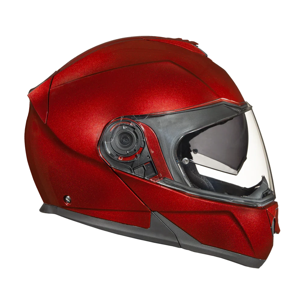 Daytona Glide Modular Motorcycle Helmet - DOT Approved, Bluetooth Ready, Dual Visor, Men/Women/Youth - Black Cherry