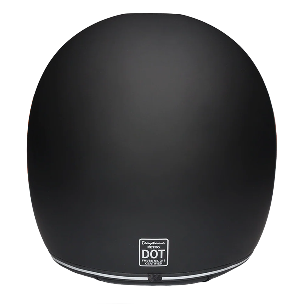 DOT Daytona Retro Full Face Motorcycle Helmet: Vintage Style for Men, Women, & Youth - Dull Black W/ Orange Accents